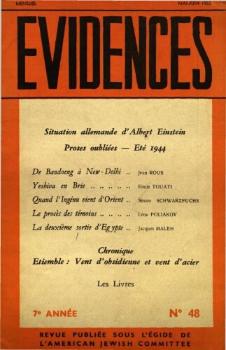 Evidences. N° 48 (Mai/Juin 1955)